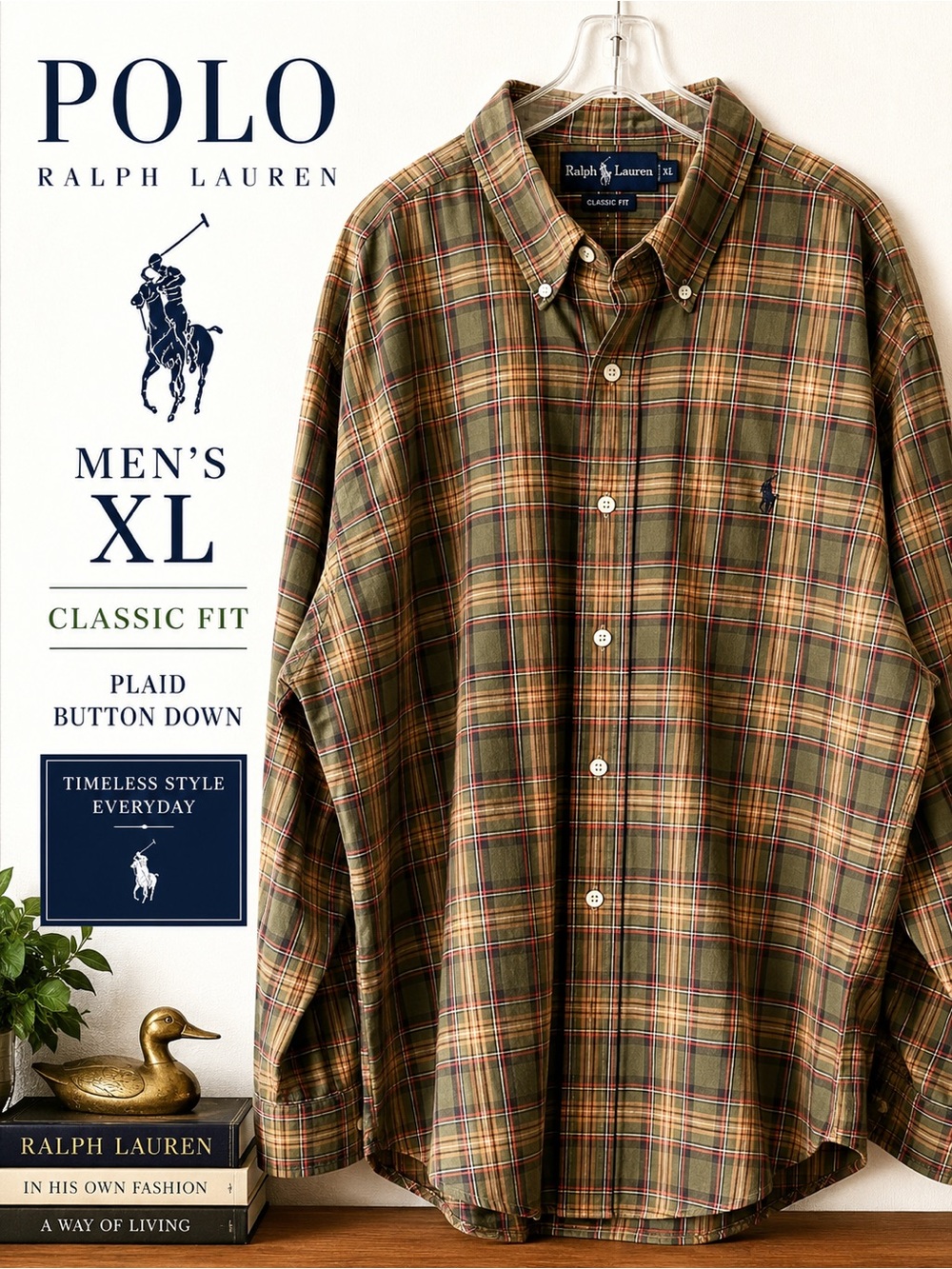 Polo by Ralph Lauren Olive Green Plaid Button-Down Shirt